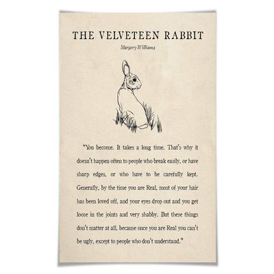 Folio Creations The Velveteen Rabbit by Margery Williams Quote Art Print. 6 Sizes/5 Backgrounds. Motivational. Literature. English Teacher. Nursery Literary