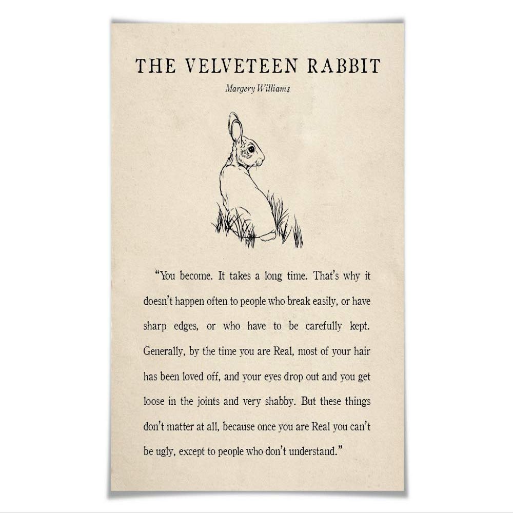 Folio Creations The Velveteen Rabbit by Margery Williams Quote Art Print. 6 Sizes/5 Backgrounds. Motivational. Literature. English Teacher. Nursery Literary