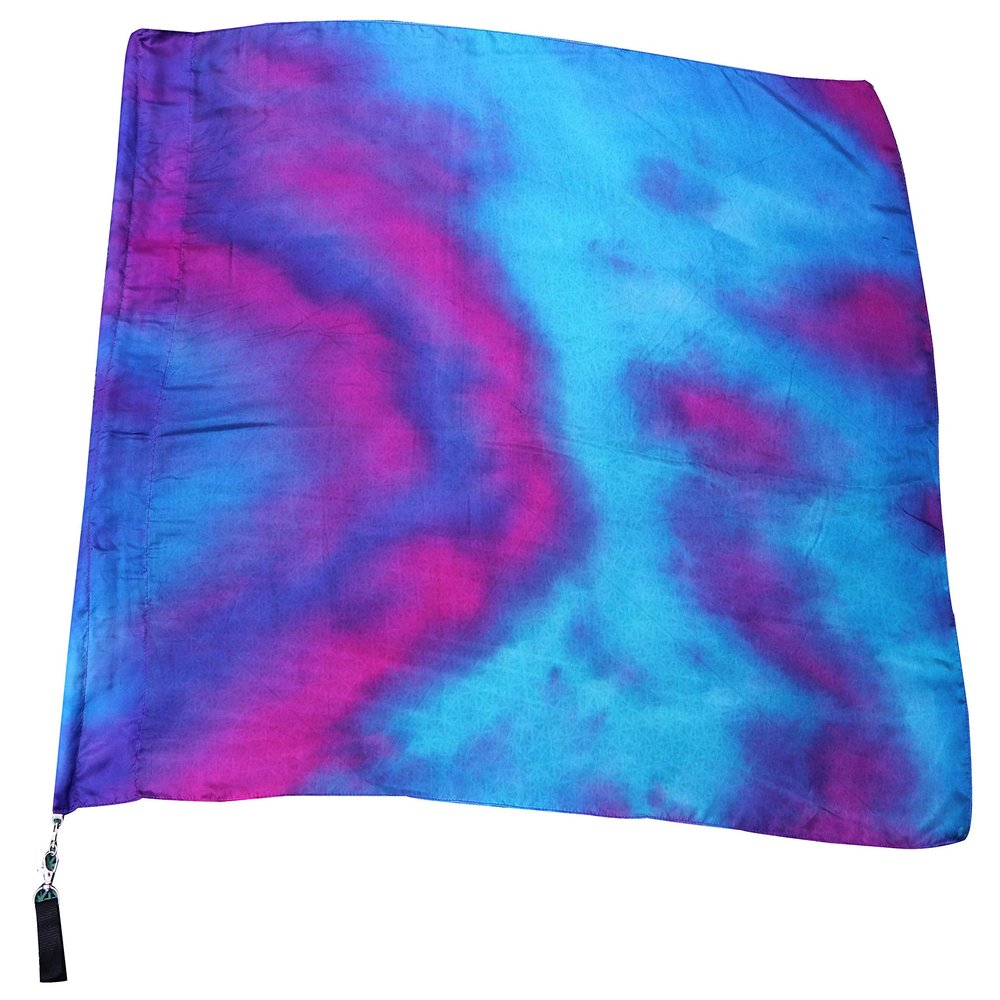 Winged Sirenny 81cm Colorful Flowy Spinning Silk Flag Poi with Rod, Church Liturgical Praise Prophetic Worship Adoration Dance Banner Poi Streamer, Practice Play Silk Poi Flag (Mermaid Dream)