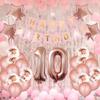 10th Birthday Party Decorations Kit Happy Birthday Banner with Number 10 Birthday Balloons for Birthday Party Supplies 10th Rose Gold Birthday Party Pack view 4