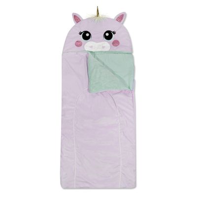Heritage Kids Unicorn Plush Hooded Sleeping Bag, 64" L x 25" W, Purple