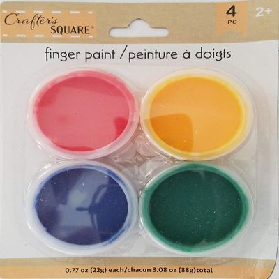 Crafters Square Kids Finger Paint Kit Red Yellow Green Blue Nontoxic 3.08 Oz Age 2+