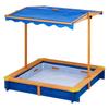 Teamson Kids Outdoor 46 in. x 46 in. Spruce Sand Box with Adjustable Canopy and 300 lb. Sand Capacity, Blue and Wood view 1
