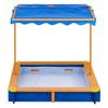 Teamson Kids Outdoor 46 in. x 46 in. Spruce Sand Box with Adjustable Canopy and 300 lb. Sand Capacity, Blue and Wood view 2