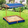 Teamson Kids Outdoor 46 in. x 46 in. Spruce Sand Box with Adjustable Canopy and 300 lb. Sand Capacity, Blue and Wood view 4