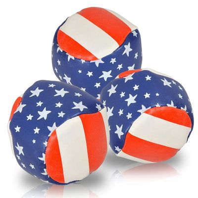 ArtCreativity Patriotic Juggling Balls Set for Beginners, Set of 3, American Flag Juggle Ball Kit, Soft Easy Juggle Balls for Kids & Adults, 4th of July Party Accessories, Red, White, and Blue
