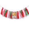 WAOUH Pizza Highchair Banner for 1st Birthday - Fabric Rag Garland Decoration, Cake Smash Photo Prop (80in) view 1