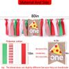 WAOUH Pizza Highchair Banner for 1st Birthday - Fabric Rag Garland Decoration, Cake Smash Photo Prop (80in) view 2