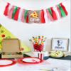 WAOUH Pizza Highchair Banner for 1st Birthday - Fabric Rag Garland Decoration, Cake Smash Photo Prop (80in) view 3