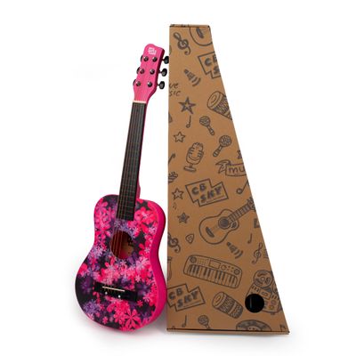 CB SKY 30 Floral Print Acoustic Metal Strings Guitar/Girls Gift/Kids Musical Toys/Musical Instrument (Purplish red)
