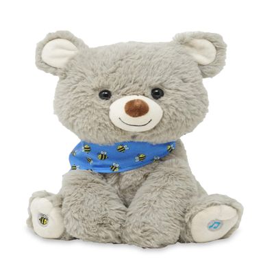 Cuddle Barn My Bear Coby - Animated Bear Cub Stuffed Animal, 11" Gray Singing Plush Toy