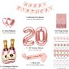 20 Party Supplies for Her Rose Gold 20th Birthday Decorations for Women and Girls with Happy Birthday Balloon Banner and Digit Balloons Including Latex and Confetti Balloons view 2
