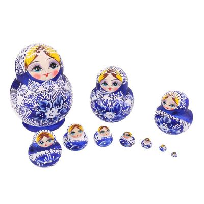 Inzopo 10PCS Wooden Painted Flowers Nesting Dolls