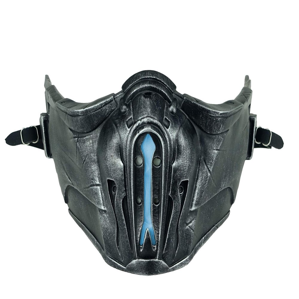 CrazyCatCos MK Game Mask, Jade/Sub-Zero/Kabal/Saibot/Scorpion/Smoke Resin Mask For Halloween Costume Accessory (Sub-Zero X)
