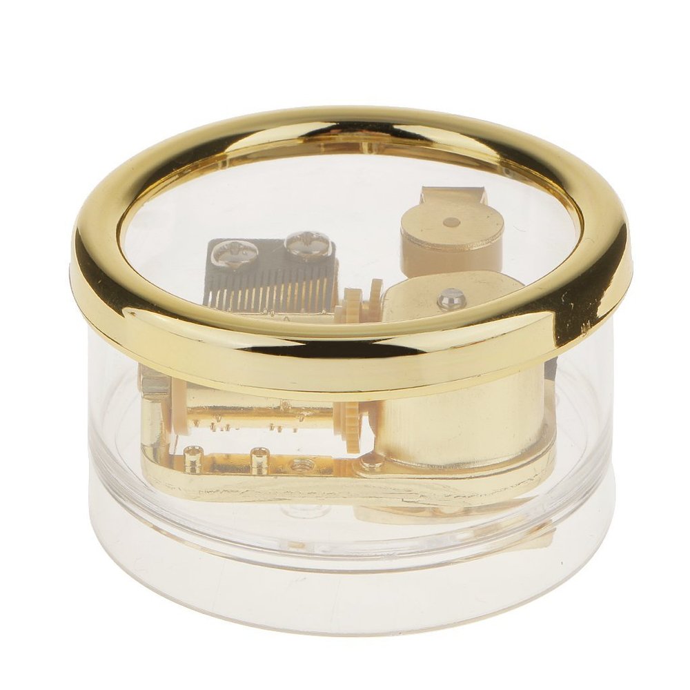 Inzopo Acrylic Round Transparent Wind-up Music Box with Melody Amazing Grace