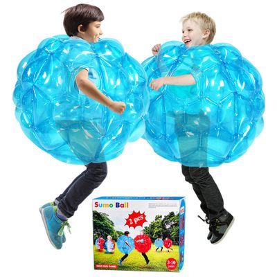 2 PC Kids Sumo Balls, Bumper Bounce Ball for Kid, Sumo Balls for KidsGrass Ball for Child Outdoor Team Gaming Play for 3-12 Ages (24 in,Blue+Blue)