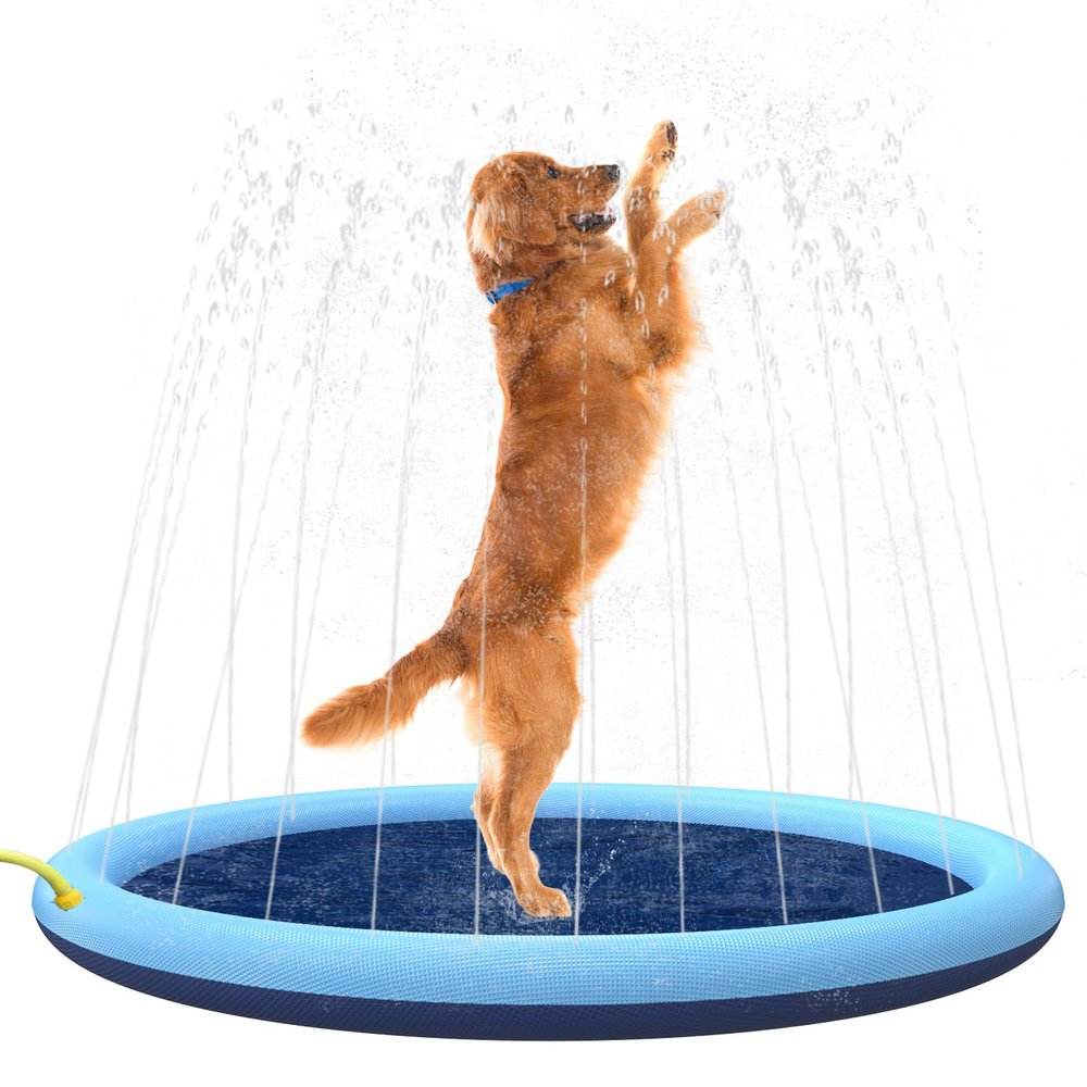 Splash Sprinkler Pad for Dogs Kids,59 Thicken Dog Pool with Sprinkler,Pet Outdoor Play Water Mat Toys for Dogs Cats and Kiddie