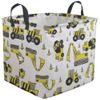 KUNRO Square Storage Basket Gift Shelf Basket Storage Bin, Nursery Basket Organizer Box for With Handles for Room Deco (Excavator) view 1