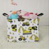 KUNRO Square Storage Basket Gift Shelf Basket Storage Bin, Nursery Basket Organizer Box for With Handles for Room Deco (Excavator) view 4