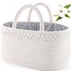 ABenkle Baby Diaper Caddy, Nursery Storage Bin and Car Organizer for Diapers and Baby Wipes, Cotton Rope Diaper Basket Caddy, Changing Table Diaper Storage Caddy view 1