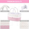 ABenkle Diaper Caddy Organizer - Cotton Rope Nursery Storage Basket for Baby Essentials, Boys & Girls Shower Gift, Changing Table Organizer, Pink view 2
