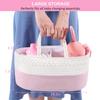 ABenkle Diaper Caddy Organizer - Cotton Rope Nursery Storage Basket for Baby Essentials, Boys & Girls Shower Gift, Changing Table Organizer, Pink view 3