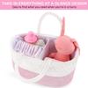 ABenkle Diaper Caddy Organizer - Cotton Rope Nursery Storage Basket for Baby Essentials, Boys & Girls Shower Gift, Changing Table Organizer, Pink view 4