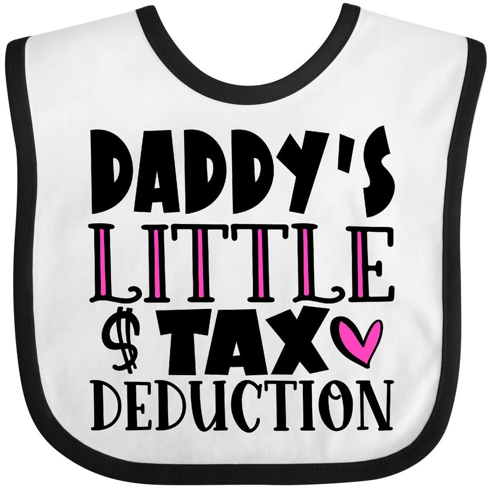 inktastic Daddy's Little Tax Deduction Pink Hearts Baby Bib White and Black 3acb8