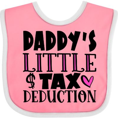 inktastic Daddy's Little Tax Deduction Pink Hearts Baby Bib Pink and White 3acb8