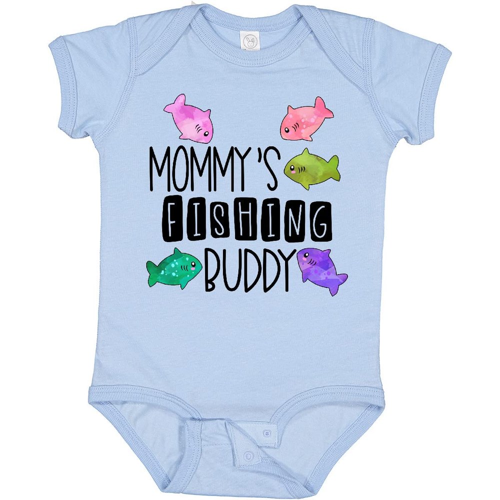 inktastic Mommy's Fishing Buddy with Colorful Fish Baby Bodysuit 24 Months 0100 Light Blue 3ad38