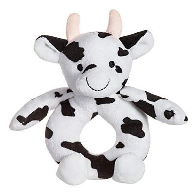 Apricot Lamb Baby Cow Calf Soft Rattle Toy, Plush Stuffed Animal for Newborn Soft Over 0 Months (cow, 6 Inches)