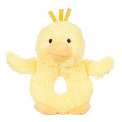 Apricot Lamb Baby Duck Soft Rattle Toy, Plush Stuffed Animal for Newborn Soft Over 0 Months (Duck, 6 Inches)