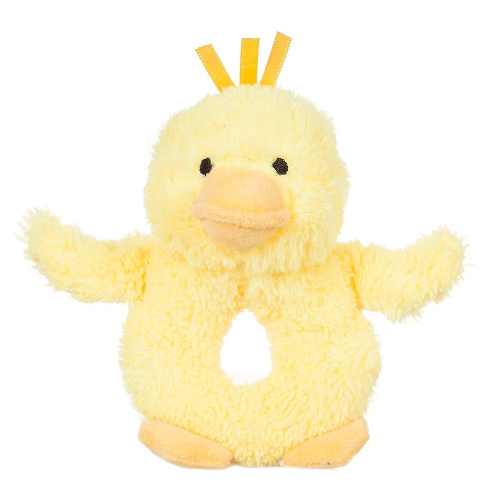 Apricot Lamb Baby Duck Soft Rattle Toy, Plush Stuffed Animal for Newborn Soft Over 0 Months (Duck, 6 Inches)