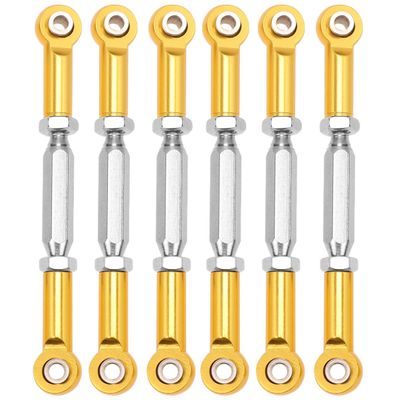 NUOBESTY RC Pull Rod, 6Pcs Yellow Adjustable Aluminum Steering Linkage Link Pull Rod Turnbuckle for 1/10 HSP RC Car Upgrade Parts |71-86mm