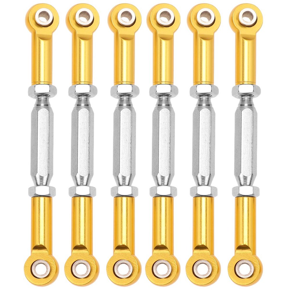 NUOBESTY RC Pull Rod, 6Pcs Yellow Adjustable Aluminum Steering Linkage Link Pull Rod Turnbuckle for 1/10 HSP RC Car Upgrade Parts |71-86mm