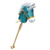 HollyHOME Sequin Unicorn Stick Horse Handcrafted Hobby Horse on a Stick with Wood Wheels Real Pony Neighing and Galloping Sounds Plush Unicorn Toy Blue 36 Inches(AA Batteries Required) view 1