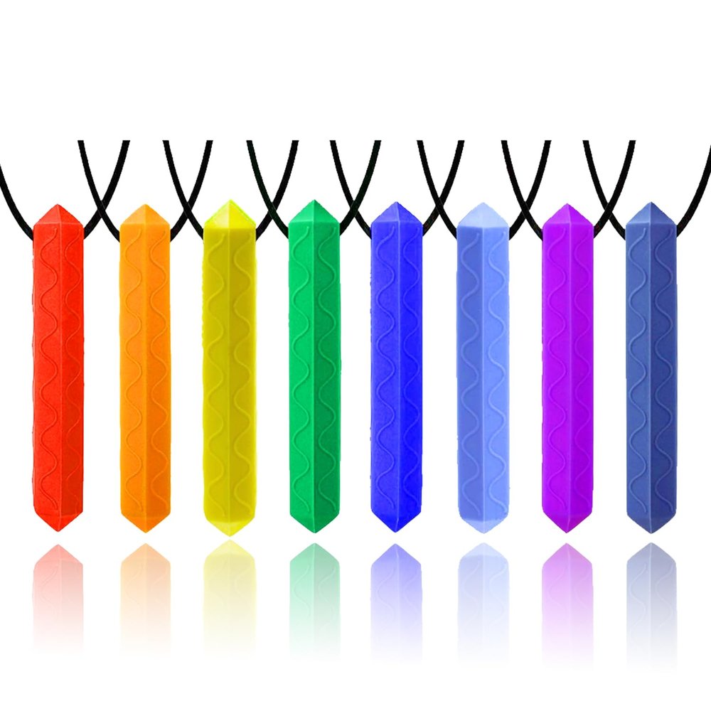 8 Pack Chew Necklaces for Sensory Kids, Chewy Toys for Kids Autism ADHD