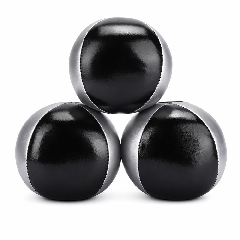 Alomejor Juggling Balls, PU Leather Performance Props 3PCS Bean Bag Set for Stage Magic Family Entertainment Festival Party