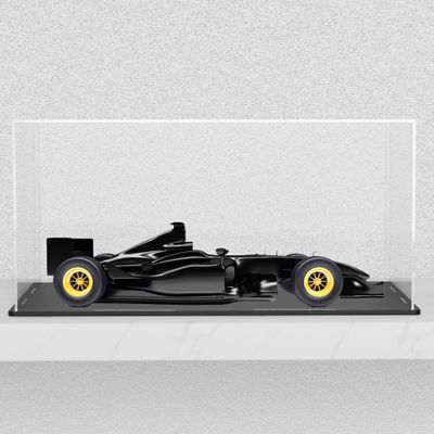 Clear Acrylic Display Show Case with Black Acrylic Base for 1:18 Scale Car Model, Simple Self-Assembly Dustproof Showcase, Cube Countertop Box for Vehicle Toys, Collectibles (13x6.7x6.3 inch)