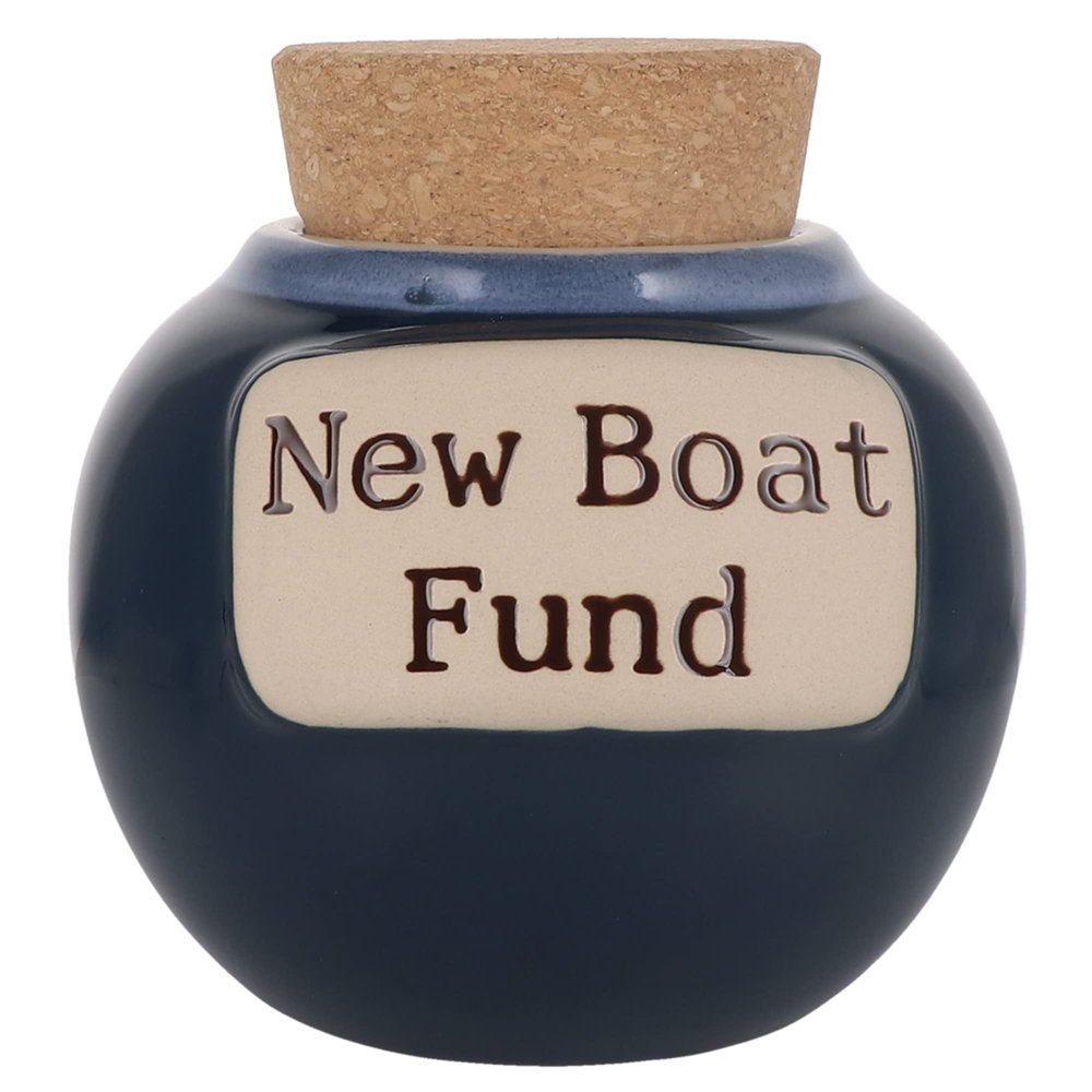 Cottage Creek Jars - New Boat Fund Ceramic Piggy Bank, Boat Accessories, Boating Gifts for Men, Dad, Boat Lovers