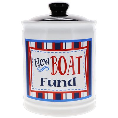 Cottage Creek Jars - 6" Ceramic New Boat Fund Jar, Boat Piggy Bank, Boat Accessories, Boating Gifts for Men, Dad, Guys, Boat Lovers, Boat Accessories for Home & Office Decor