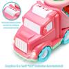 Carrier Car Toy Set(5 in 1) with Lights and Sounds, Pink Toy for Girl Toddler Kid, Friction Powered Double Layer Transport Truck with Cartoon Vehicles, Child Play Birthday Gift Christmas Party Favors view 2