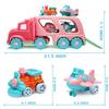 Carrier Car Toy Set(5 in 1) with Lights and Sounds, Pink Toy for Girl Toddler Kid, Friction Powered Double Layer Transport Truck with Cartoon Vehicles, Child Play Birthday Gift Christmas Party Favors view 4