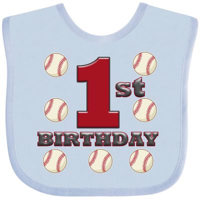 inktastic First Birthday Baseball Baby Bib Light Blue 14abf