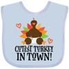 inktastic Thanksgiving Cutest Turkey in Town Baby Bib Light Blue 2da93 view 1