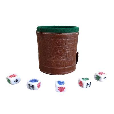 marquez Cup Poker dice Game Set with Cup Leather Lined (cubilete)Brown