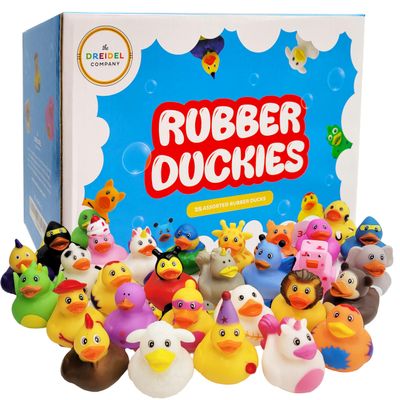 25-Pack Assortment Rubber Duck Toy Duckies for Kids, Bath Birthday Gifts Baby Showers Classroom Incentives, Summer Beach and Pool Activity, 2" (25-Pack)