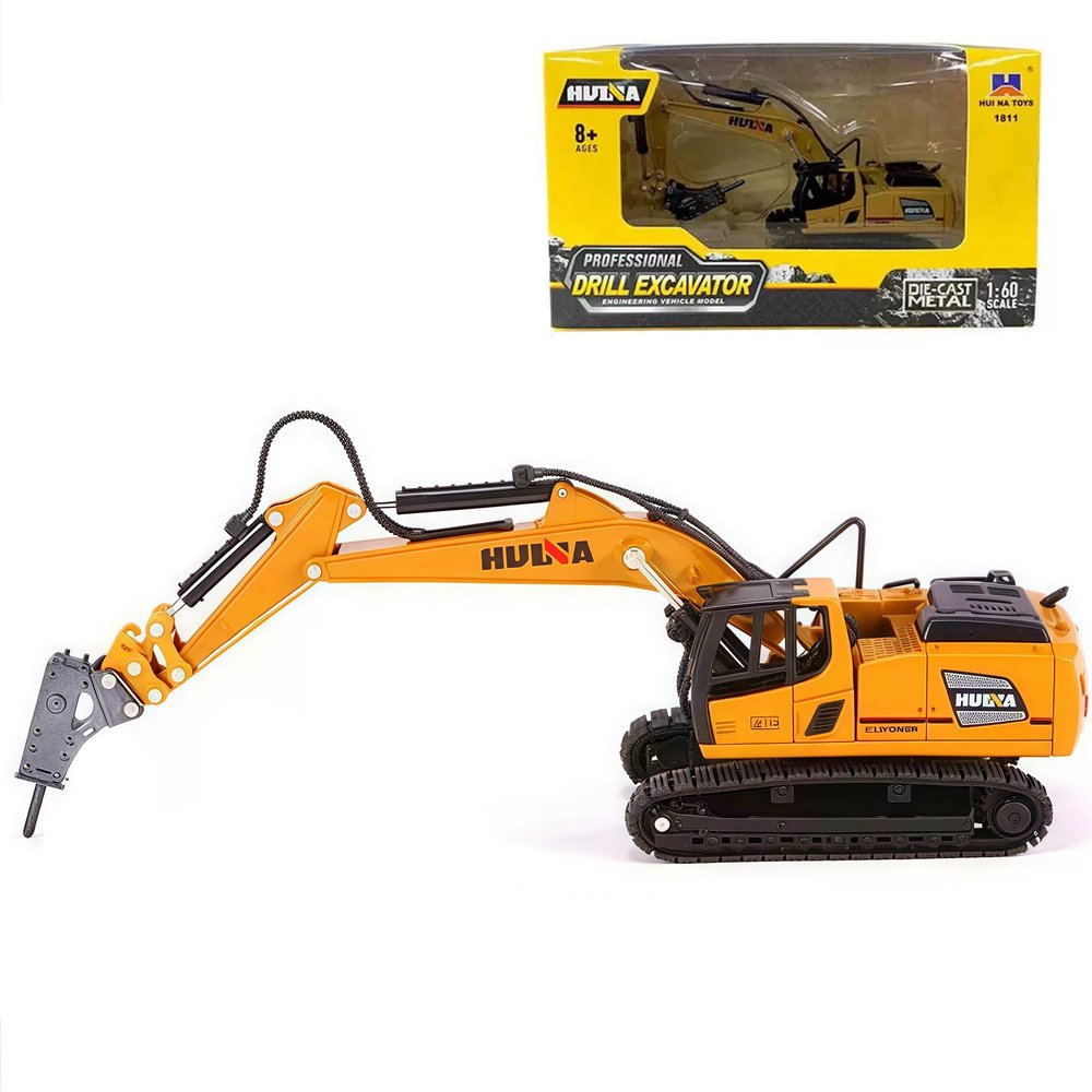 Gemini & Genius Drill Excavator Heavy Duty Construction Site Vehicle Toys 160 Scale Diecast Digger and Driller Engineering Dump Truck Collectible Alloy Model Toys for Kids and Decoration for House