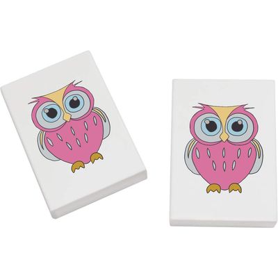 Azeeda 2 x 45mm 'Pink Owl' Erasers/Rubbers (ER00023443)