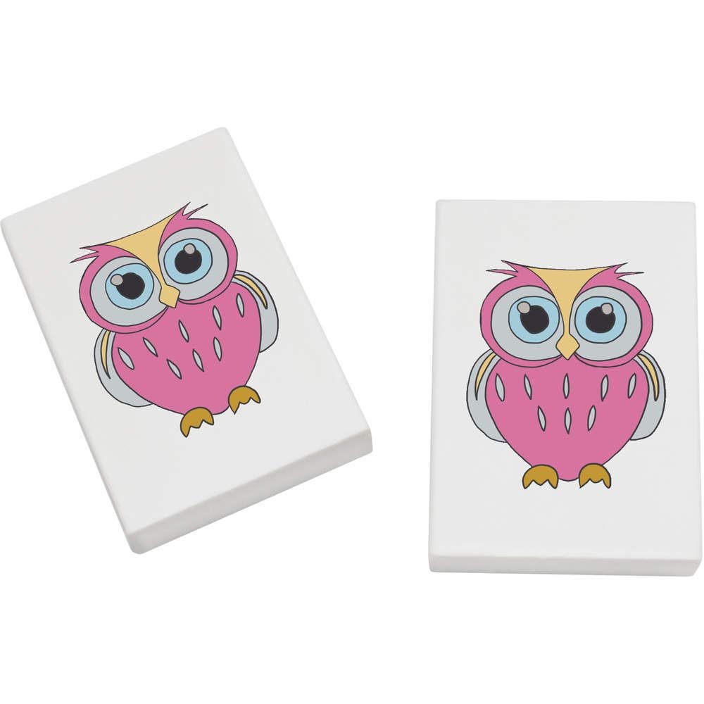 Azeeda 2 x 45mm 'Pink Owl' Erasers/Rubbers (ER00023443)